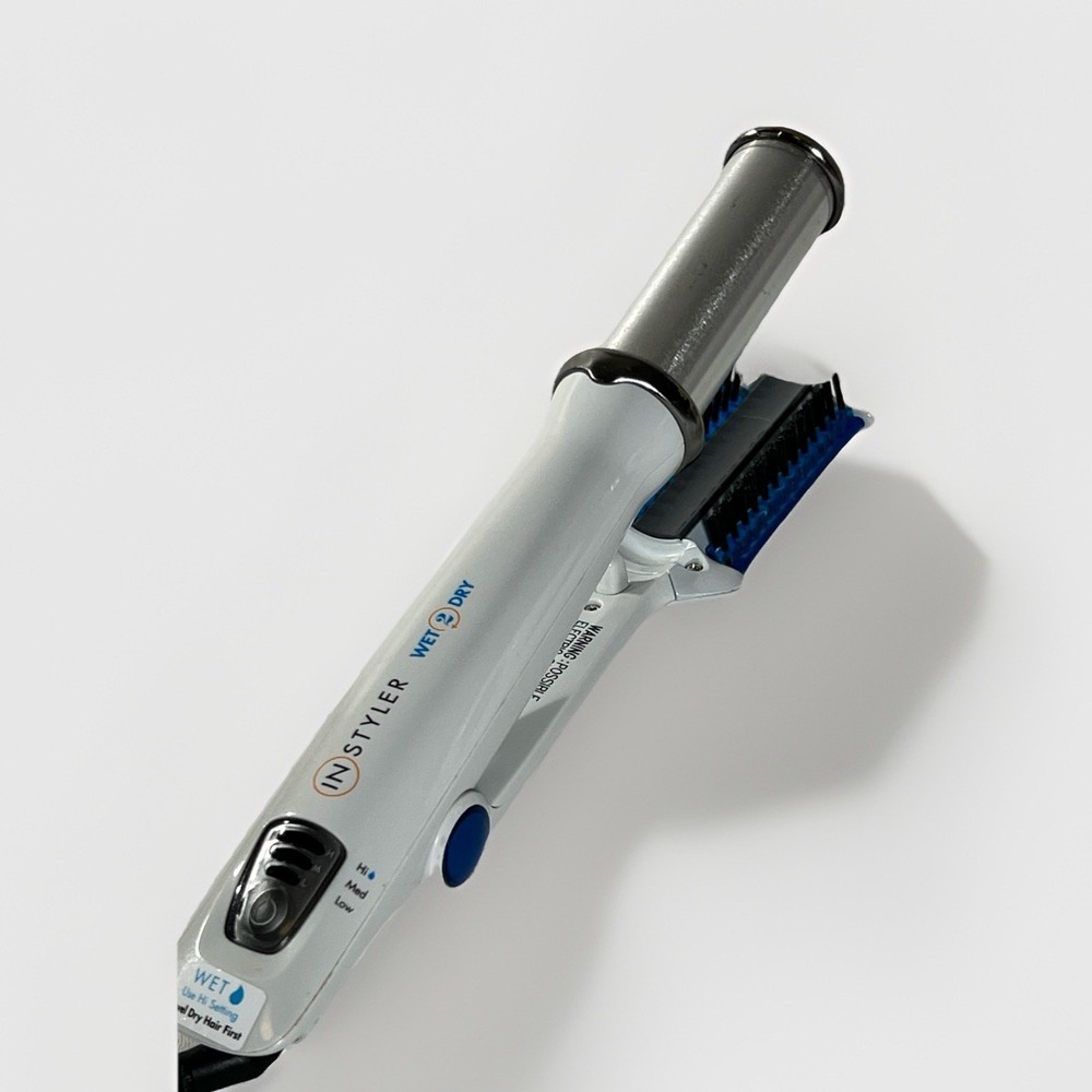 InStyler Wet 2 Dry Rotating Curling Iron Brush 1.25" Clear Blue IS 1001.1